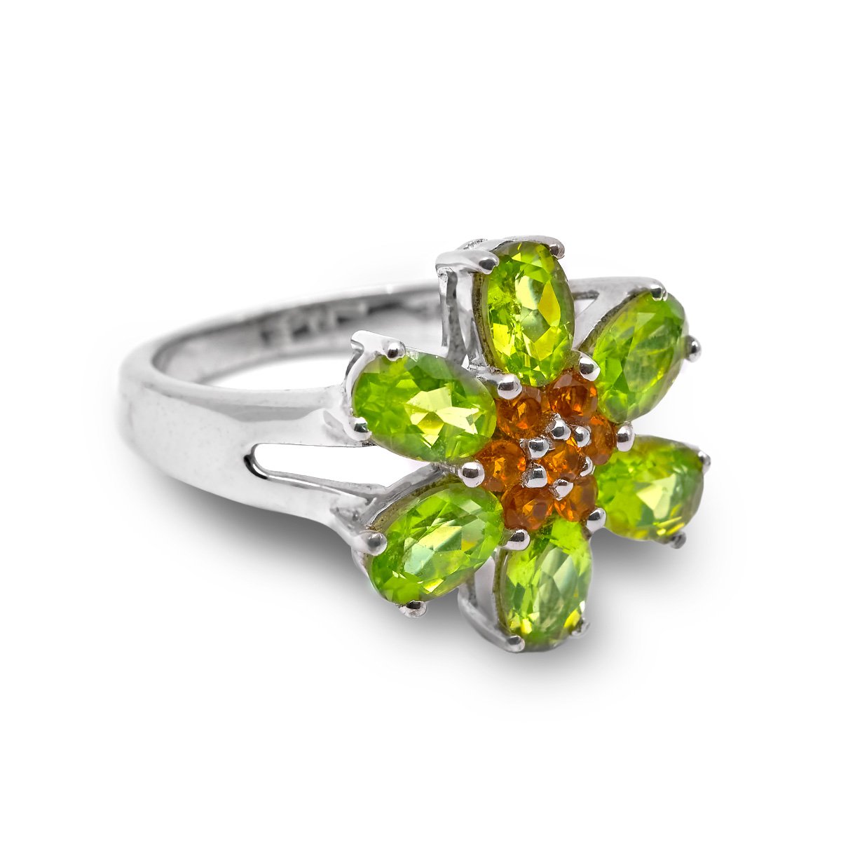 Bague peridot, citrine argent Acaciane